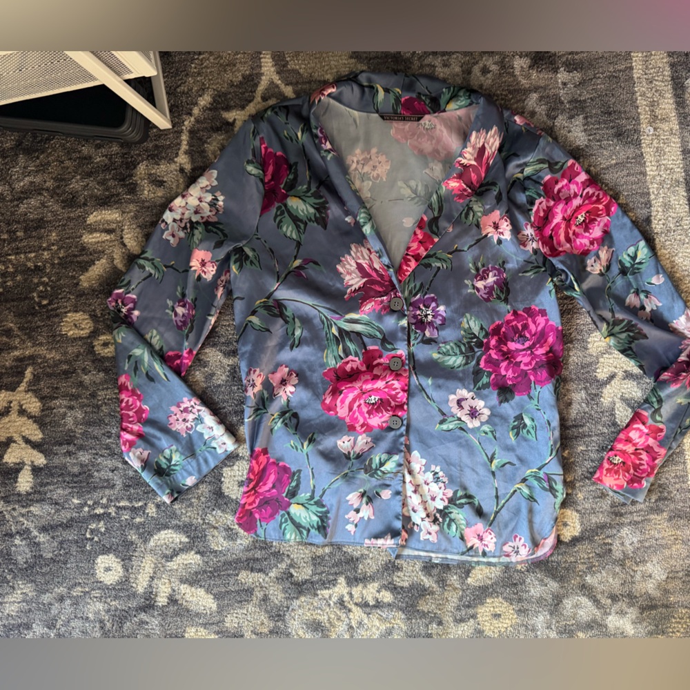 Victoria's Secret Floral Button Down Shirt - Pink and Purple